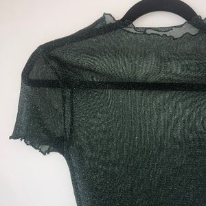 Green Sheer Sparkly Glitter Lettuce Edge